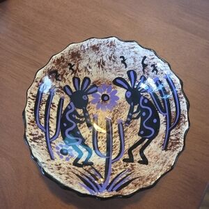 Artistic Ceramic Plate with Black and Purple Design